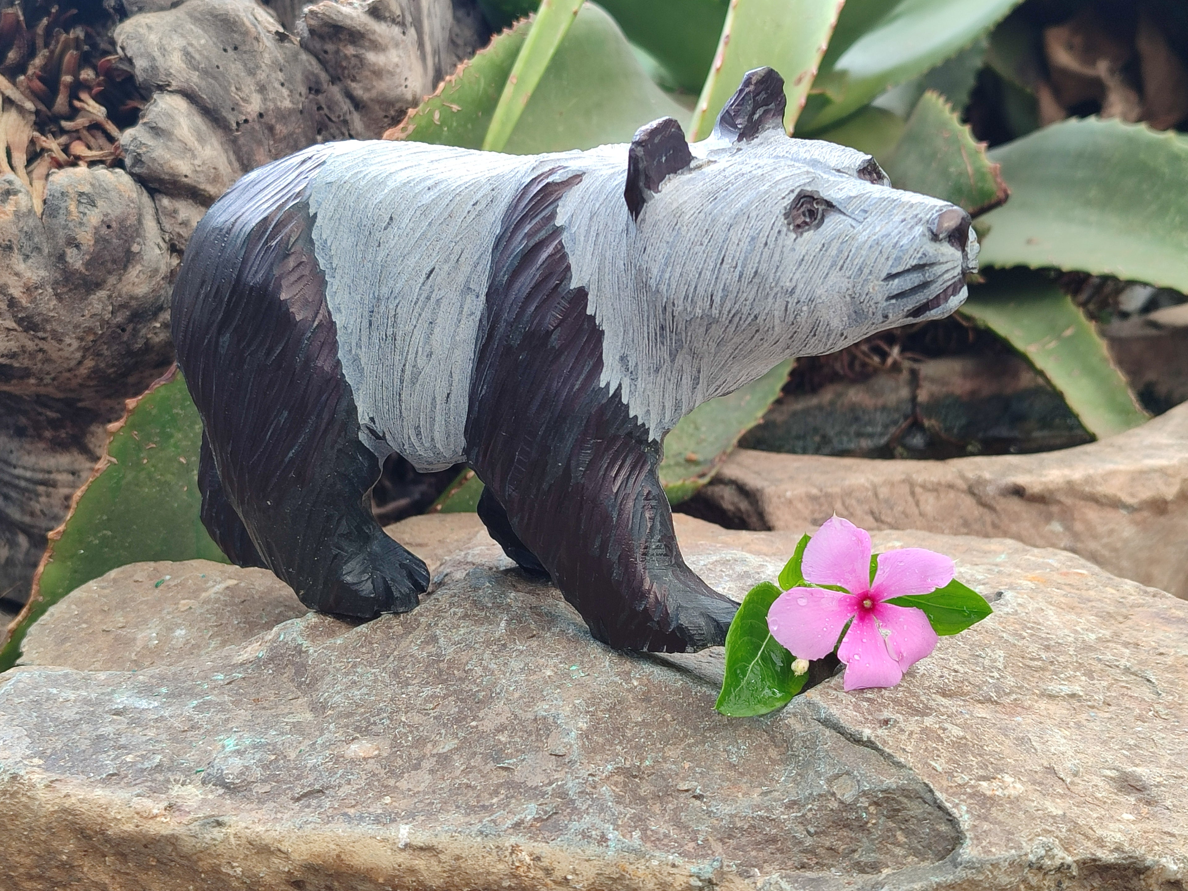 Hand Made Soapstone Panda Carving x 1 From Zimbabwe - Toprock Gemstones and Minerals 