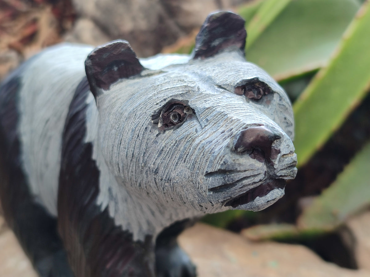 Hand Made Soapstone Panda Carving x 1 From Zimbabwe - Toprock Gemstones and Minerals 