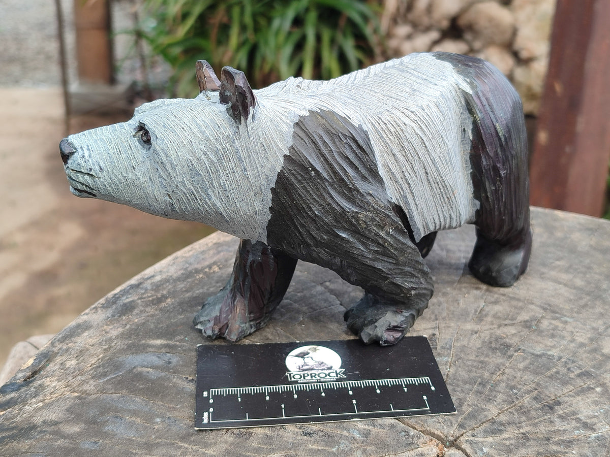 Hand Made Soapstone Panda Carving x 1 From Zimbabwe - Toprock Gemstones and Minerals 