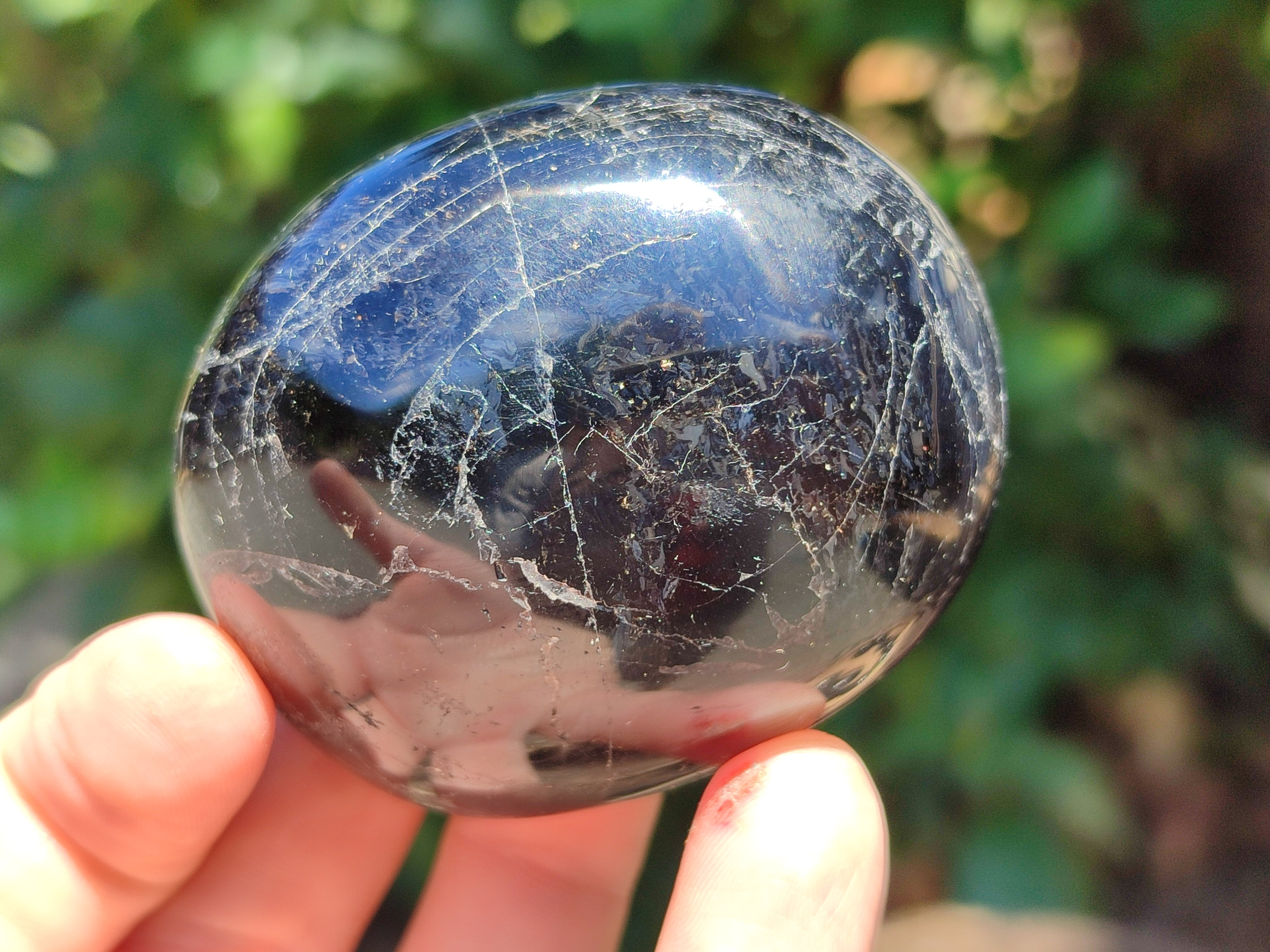 Polished Black Tourmaline Palm Stones x 12 From Madagascar - Toprock Gemstones and Minerals 