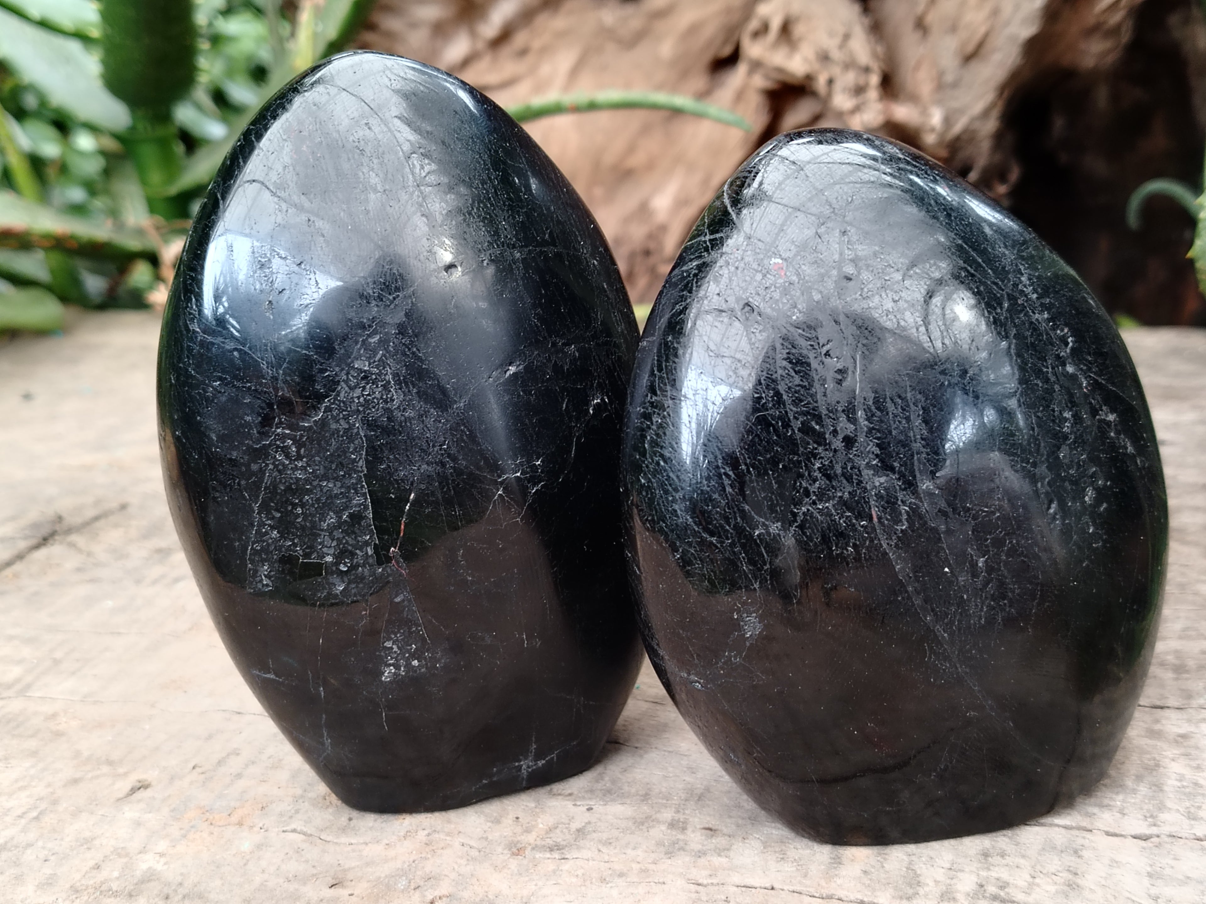 Polished Black Basalt Standing Free Forms x 2 From Antsirabe, Madagascar - Toprock Gemstones and Minerals 