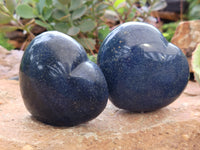 Polished Lazulite Gemstone Hearts x 6 From Madagascar