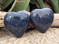Polished Lazulite Gemstone Hearts x 6 From Madagascar
