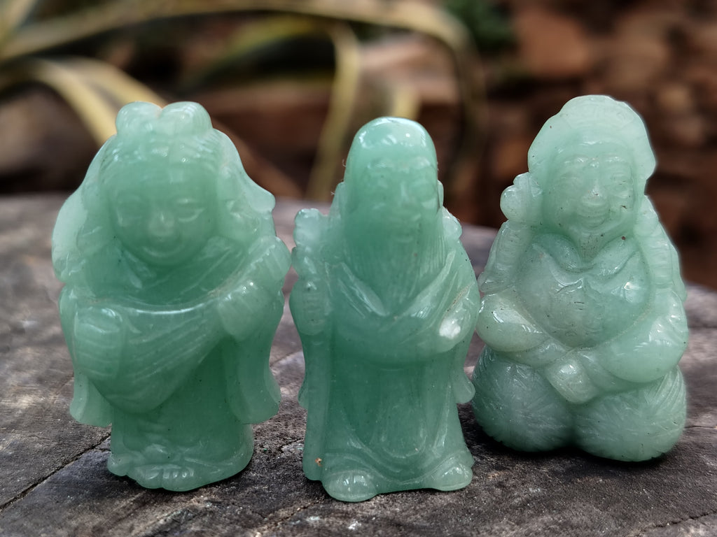Hand Made Aventurine Gods x 7 From China - Toprock Gemstones and Minerals 