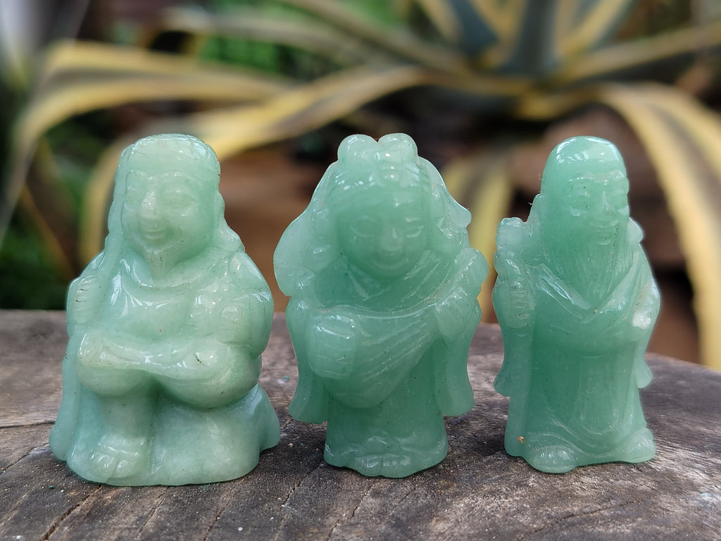 Hand Made Aventurine Gods x 7 From China - Toprock Gemstones and Minerals 