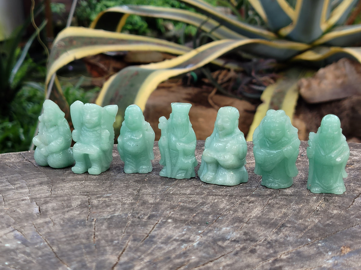 Hand Made Aventurine Gods x 7 From China - Toprock Gemstones and Minerals 