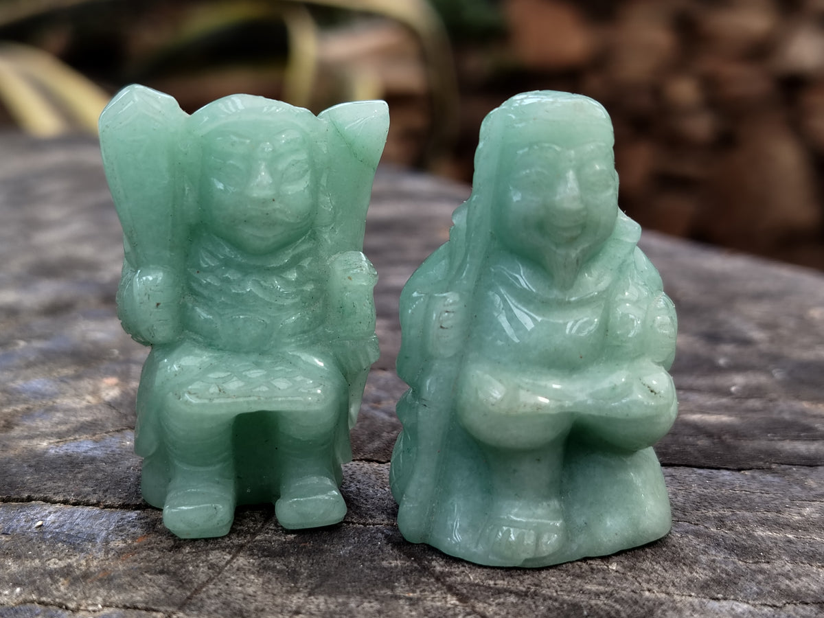 Hand Made Aventurine Gods x 7 From China - Toprock Gemstones and Minerals 