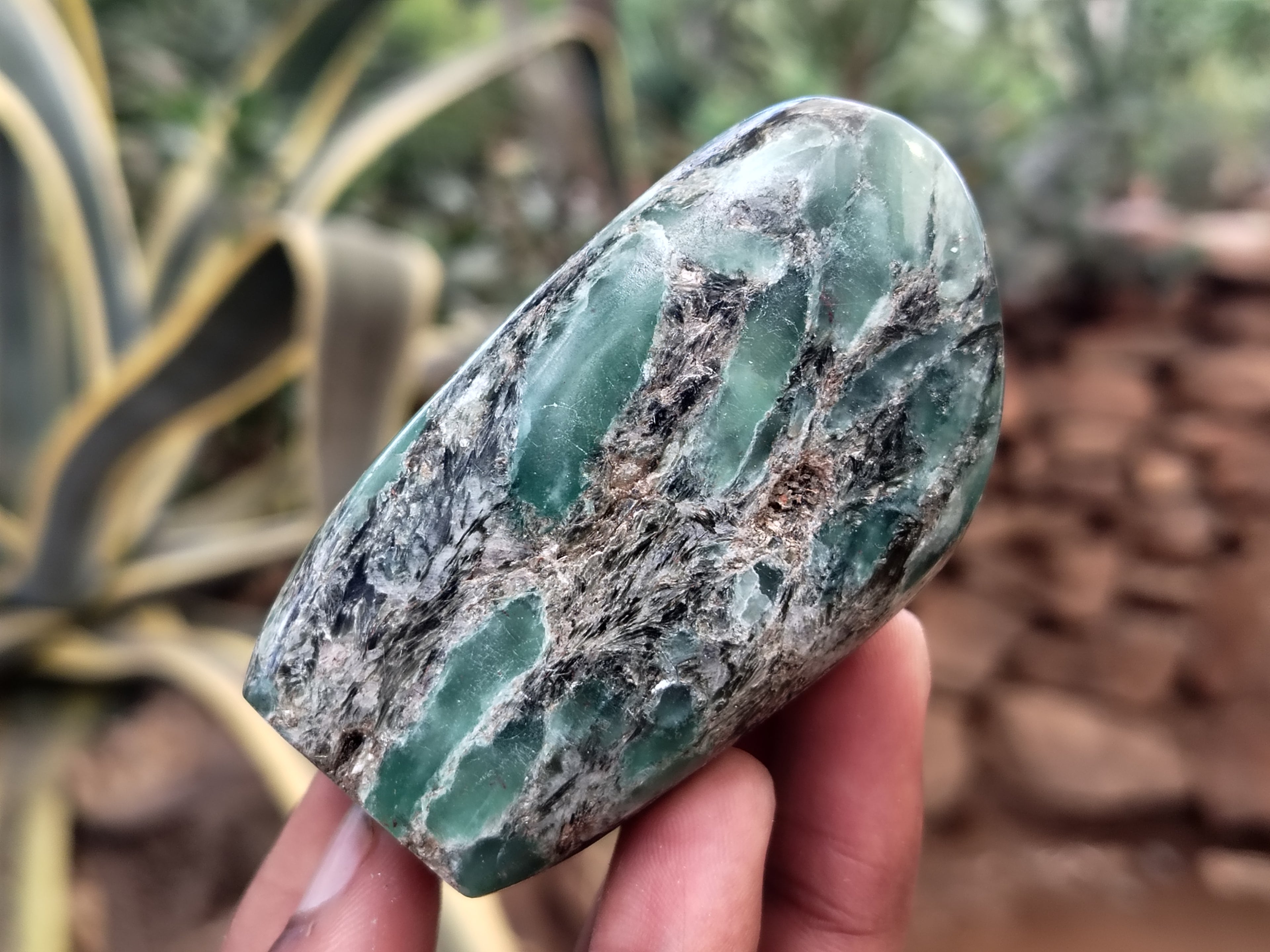 Polished Emerald Mica In Matrix Standing Free Forms x 6 From Mutoko, Zimbabwe - Toprock Gemstones and Minerals 