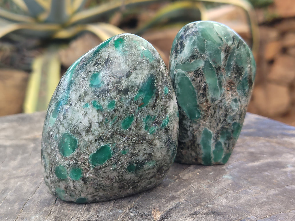 Polished Emerald Mica In Matrix Standing Free Forms x 6 From Mutoko, Zimbabwe - Toprock Gemstones and Minerals 