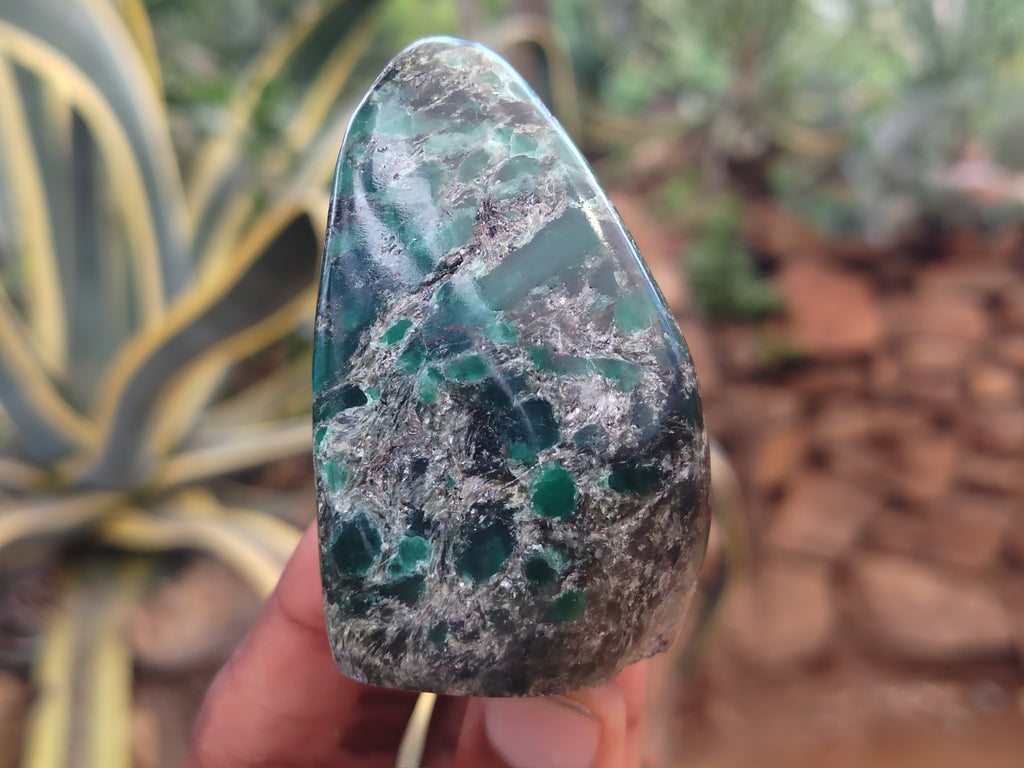 Polished Emerald Mica In Matrix Standing Free Forms x 6 From Mutoko, Zimbabwe - Toprock Gemstones and Minerals 