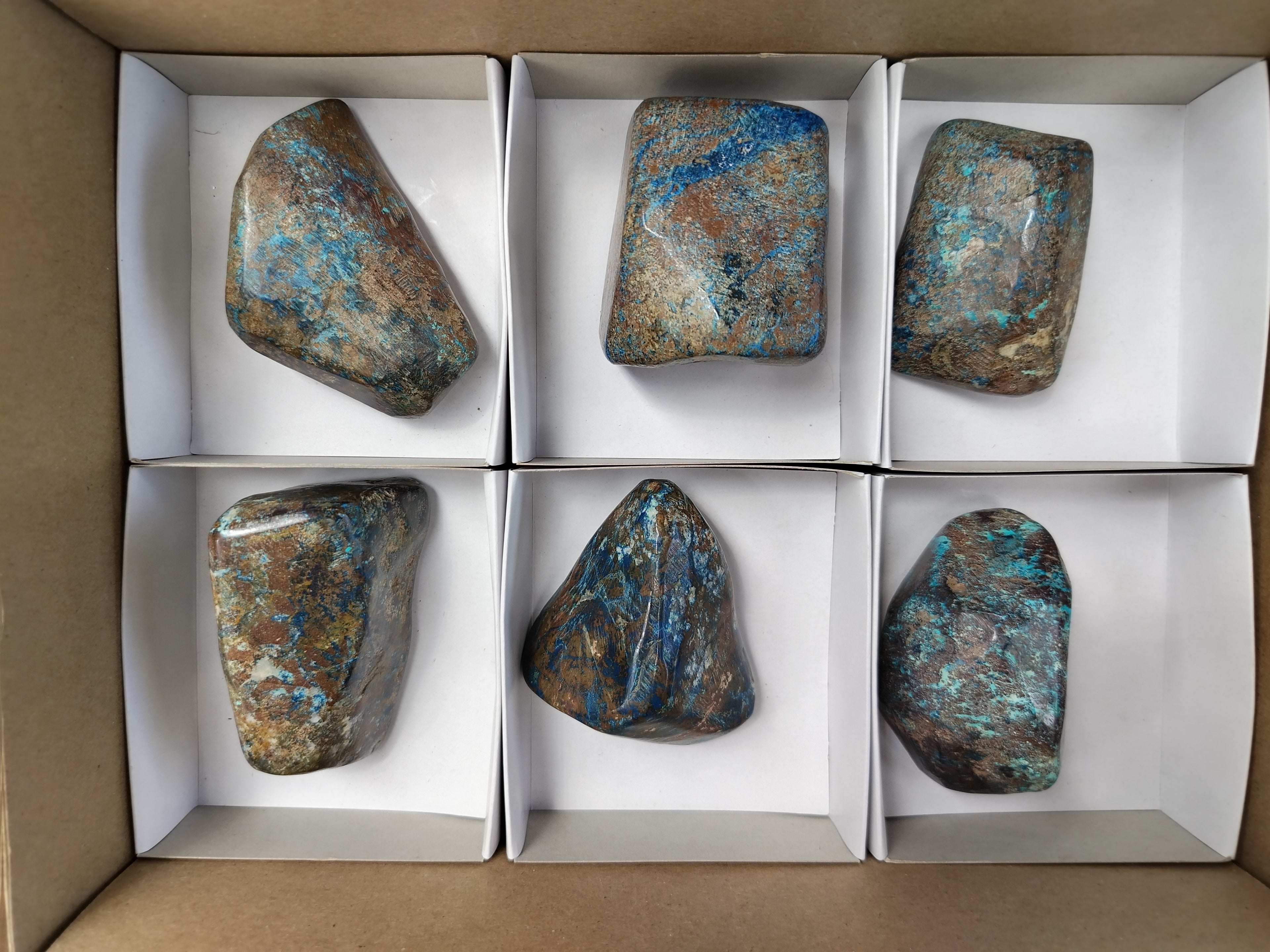 Polished Shattuckite Free Forms x 6 From Congo - Toprock Gemstones and Minerals 