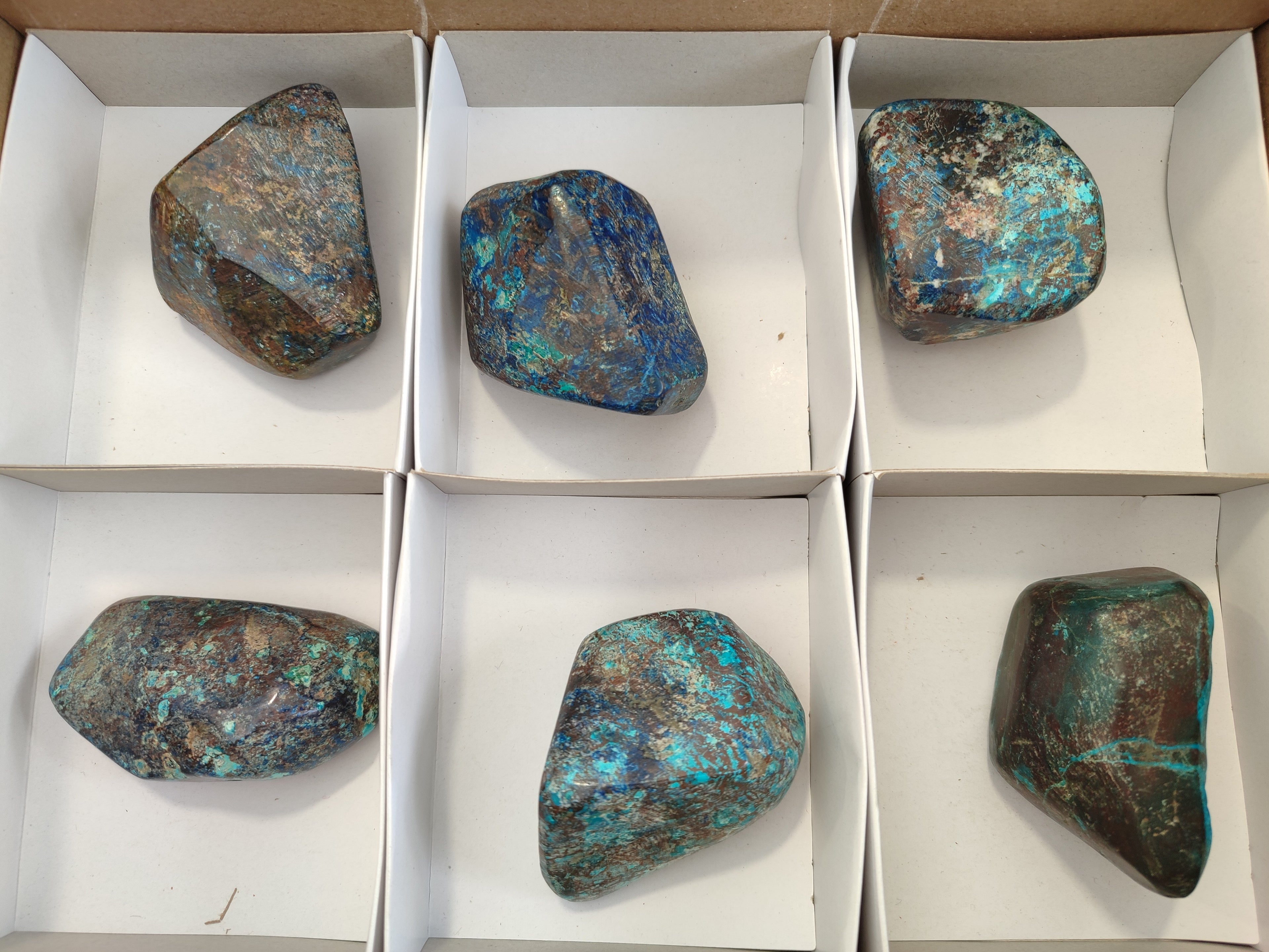 Polished Shattuckite Free Forms x 6 From Congo - Toprock Gemstones and Minerals 