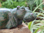 Hand Made Ruby Corundum In Chrome Verdite Hippo Carvings x 2 From Zimbabwe - Toprock Gemstones and Minerals 