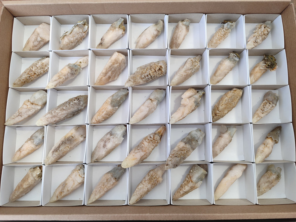 Natural Drusy Quartz Coated Calcite Pseudomorph Specimens x 35 From Lesotho - Toprock Gemstones and Minerals 