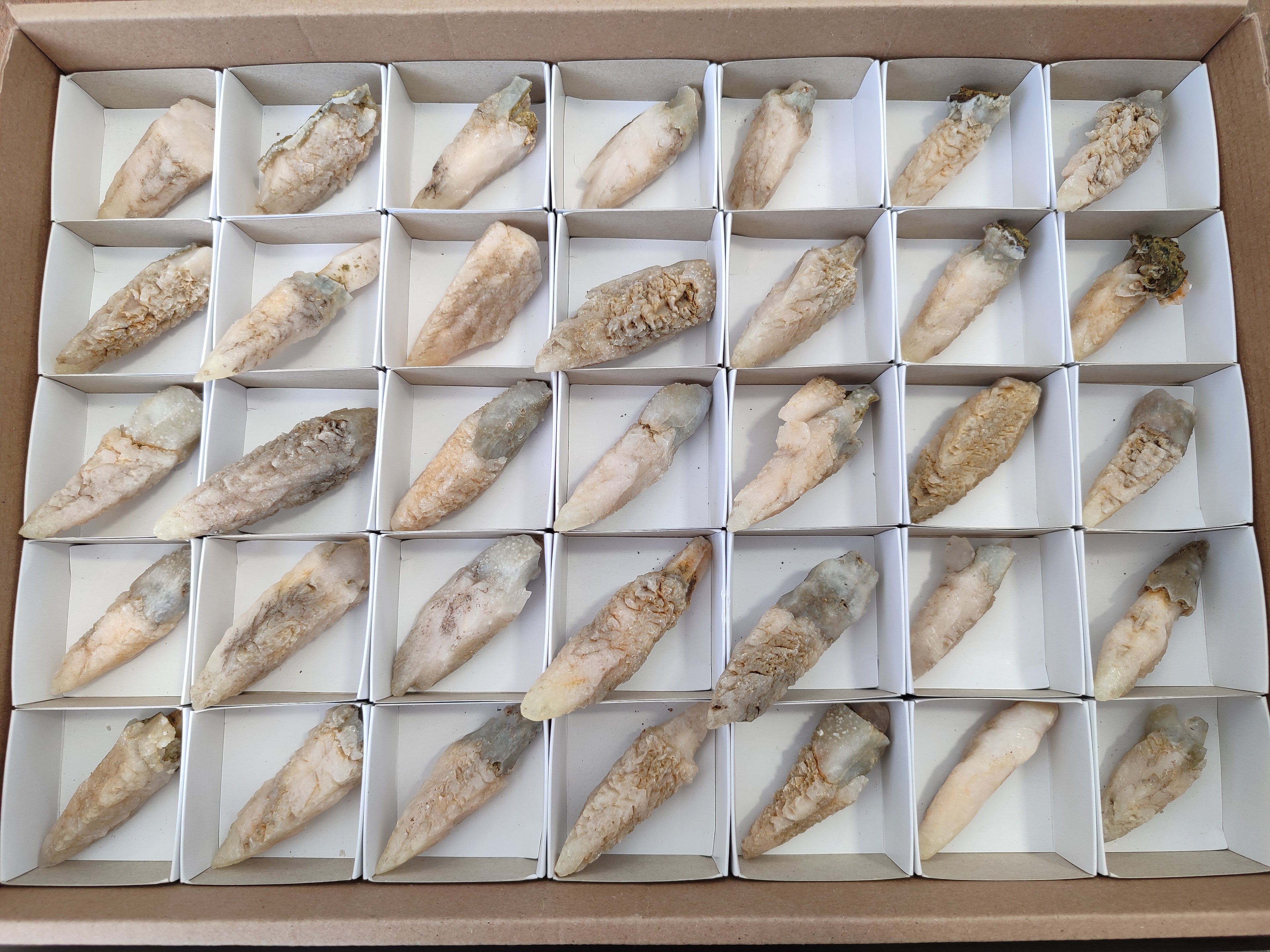 Natural Drusy Quartz Coated Calcite Pseudomorph Specimens x 35 From Lesotho - Toprock Gemstones and Minerals 