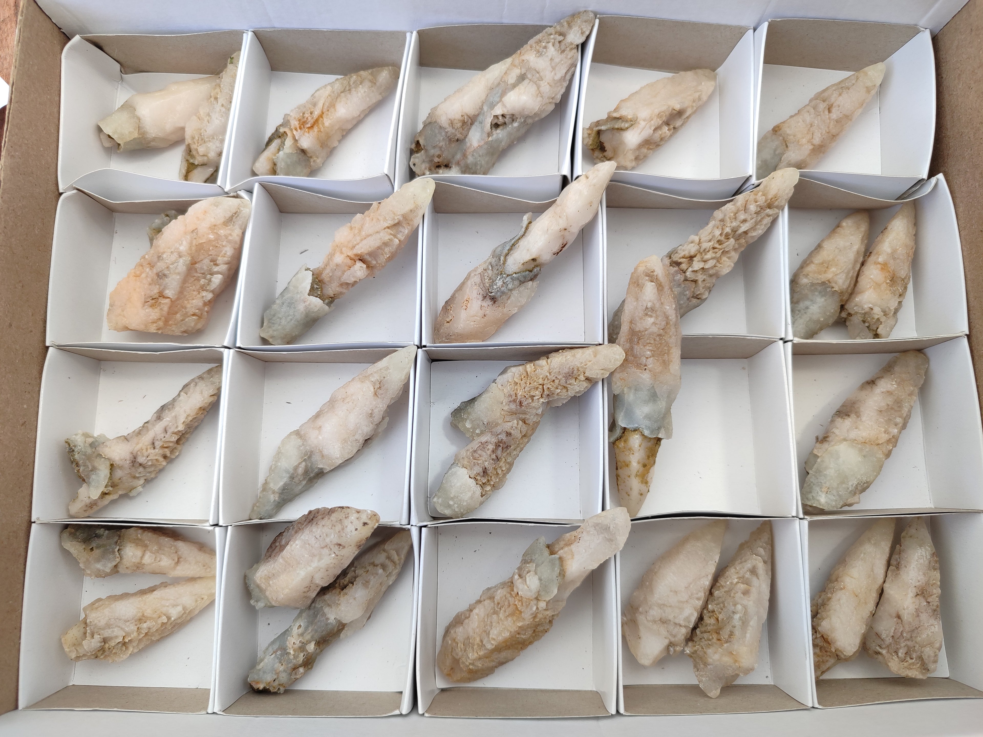 Natural Drusy Quartz Coated Calcite Pseudomorph Specimens x 26 From Lesotho - Toprock Gemstones and Minerals 