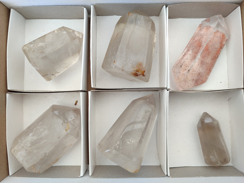 Polished Clear Quartz Crystals x 6 From Madagascar - Toprock Gemstones and Minerals 
