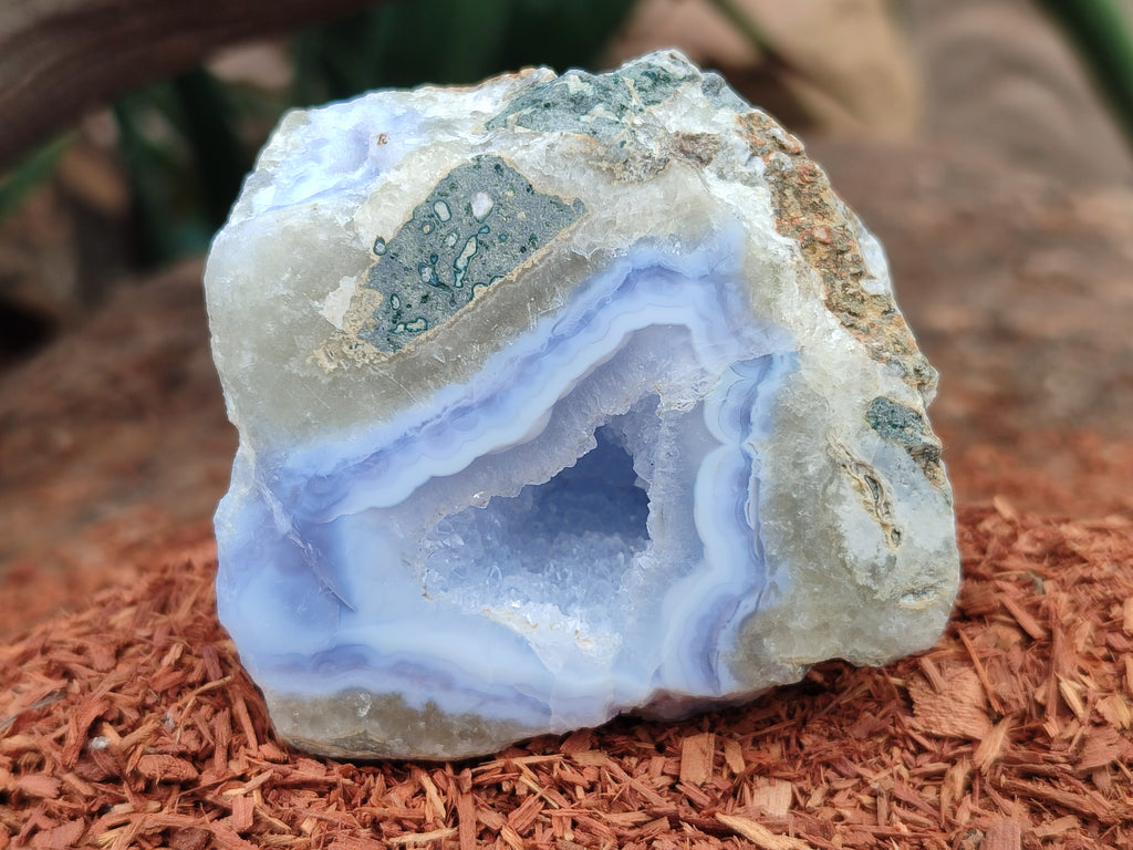 Polished On One Side Blue Lace Agate x 12 From Malawi - Toprock Gemstones and Minerals 