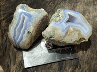 Polished On One Side Blue Lace Agate x 12 From Malawi - Toprock Gemstones and Minerals 