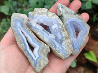 Polished On One Side Blue Lace Agate x 12 From Malawi - Toprock Gemstones and Minerals 