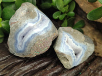 Polished On One Side Blue Lace Agate x 12 From Malawi - Toprock Gemstones and Minerals 