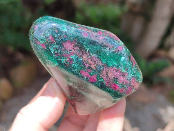 Polished Ruby Corundum In Chrome Verdite Standing Free Forms x 3 From Zimbabwe - Toprock Gemstones and Minerals 