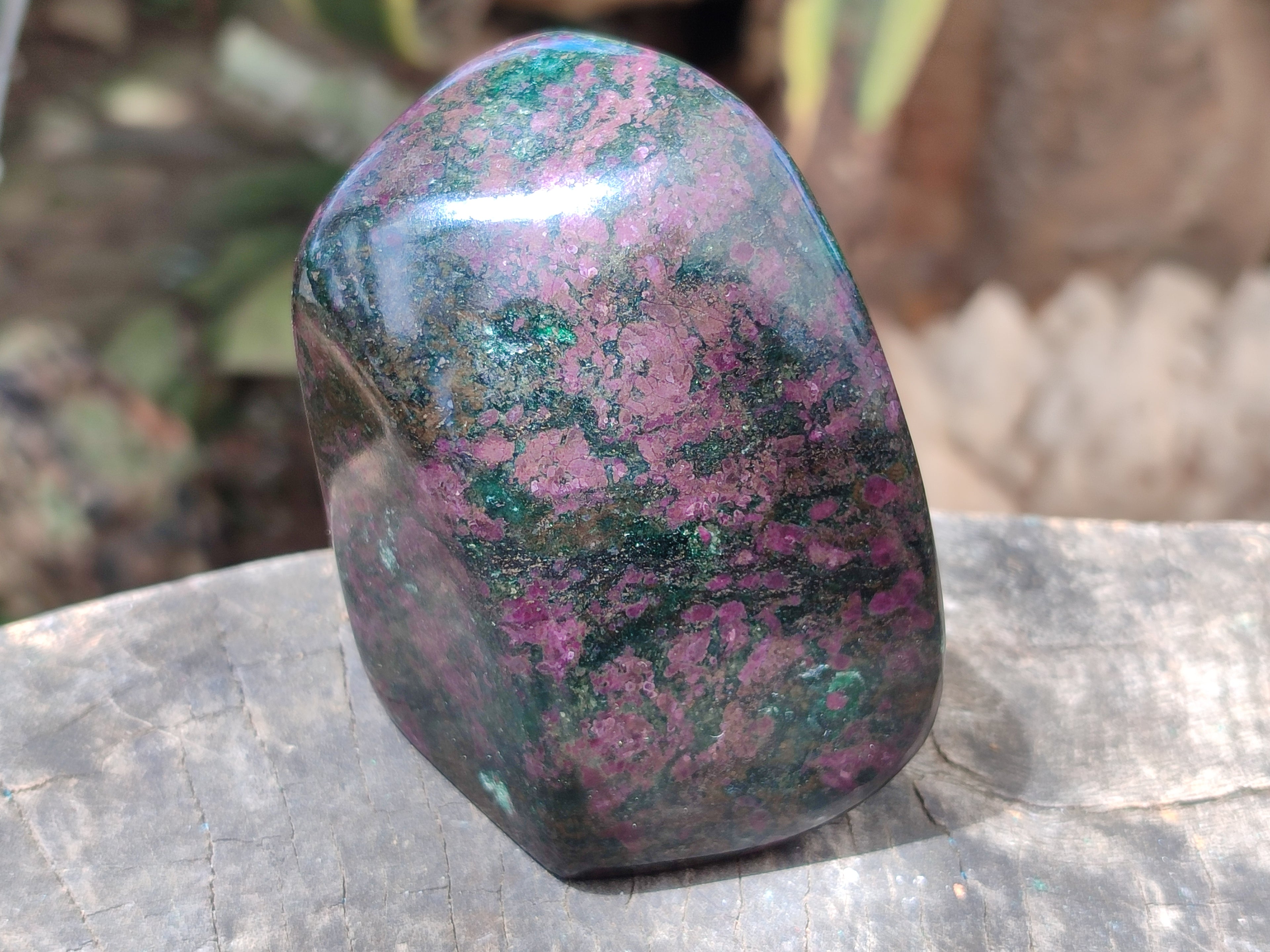 Polished Ruby Corundum In Chrome Verdite Standing Free Forms x 3 From Zimbabwe - Toprock Gemstones and Minerals 