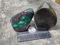 Polished Ruby Corundum In Chrome Verdite Standing Free Forms x 3 From Zimbabwe - Toprock Gemstones and Minerals 