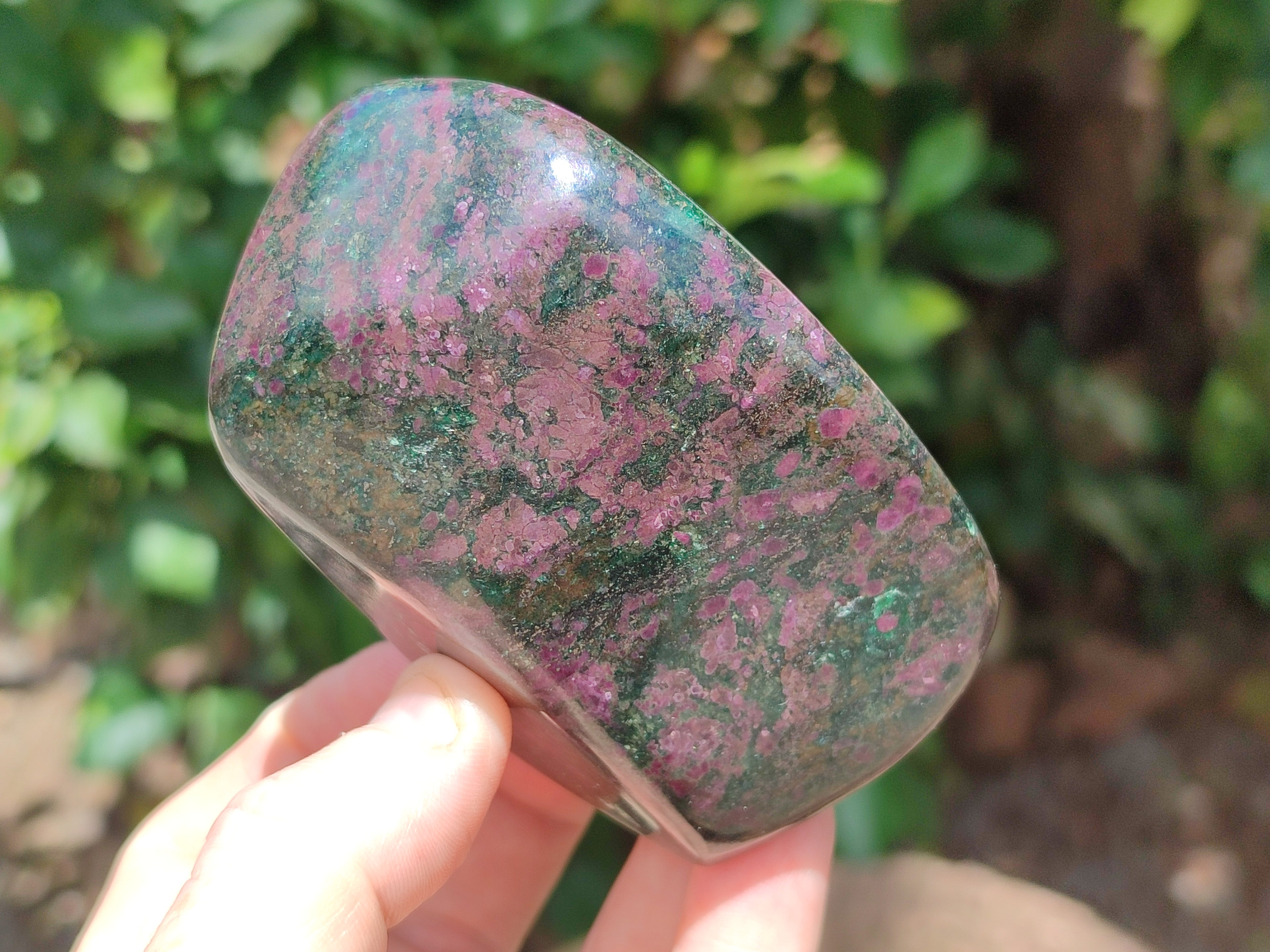 Polished Ruby Corundum In Chrome Verdite Standing Free Forms x 3 From Zimbabwe - Toprock Gemstones and Minerals 