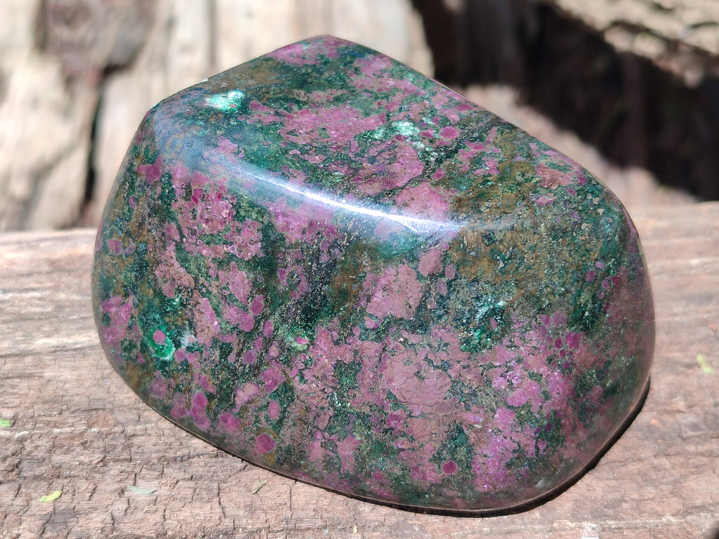Polished Ruby Corundum In Chrome Verdite Standing Free Forms x 3 From Zimbabwe - Toprock Gemstones and Minerals 