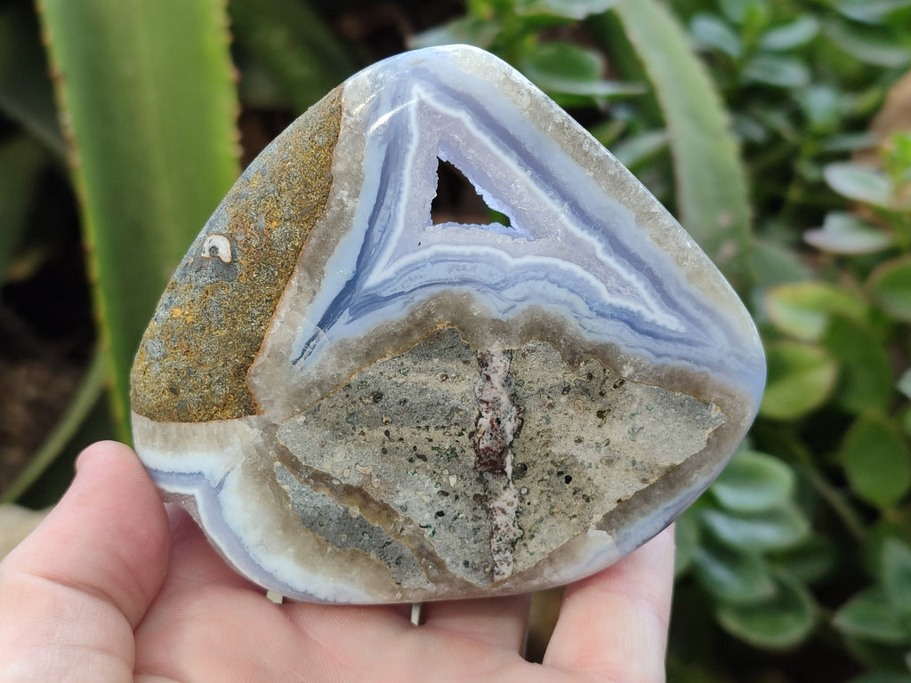 Polished Blue Lace Agate Geodes x 6 From Malawi - Toprock Gemstones and Minerals 