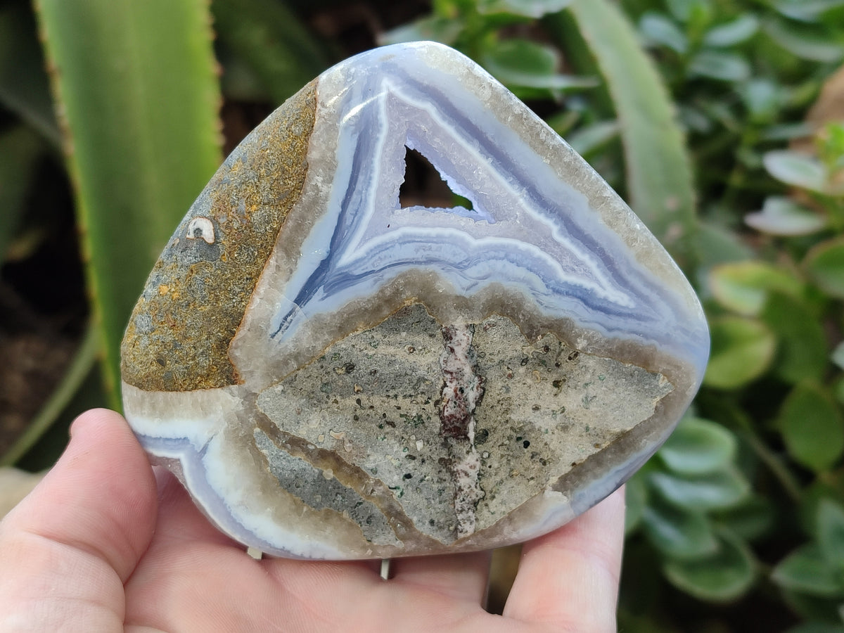 Polished Blue Lace Agate Geodes x 6 From Malawi - Toprock Gemstones and Minerals 