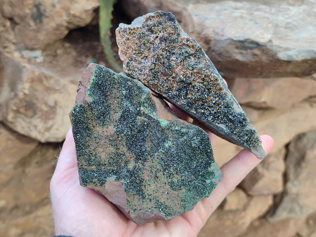 Natural Libethenite Crystals On Dolomite Matrix Specimens x 3 From Shituru, Congo - Toprock Gemstones and Minerals 
