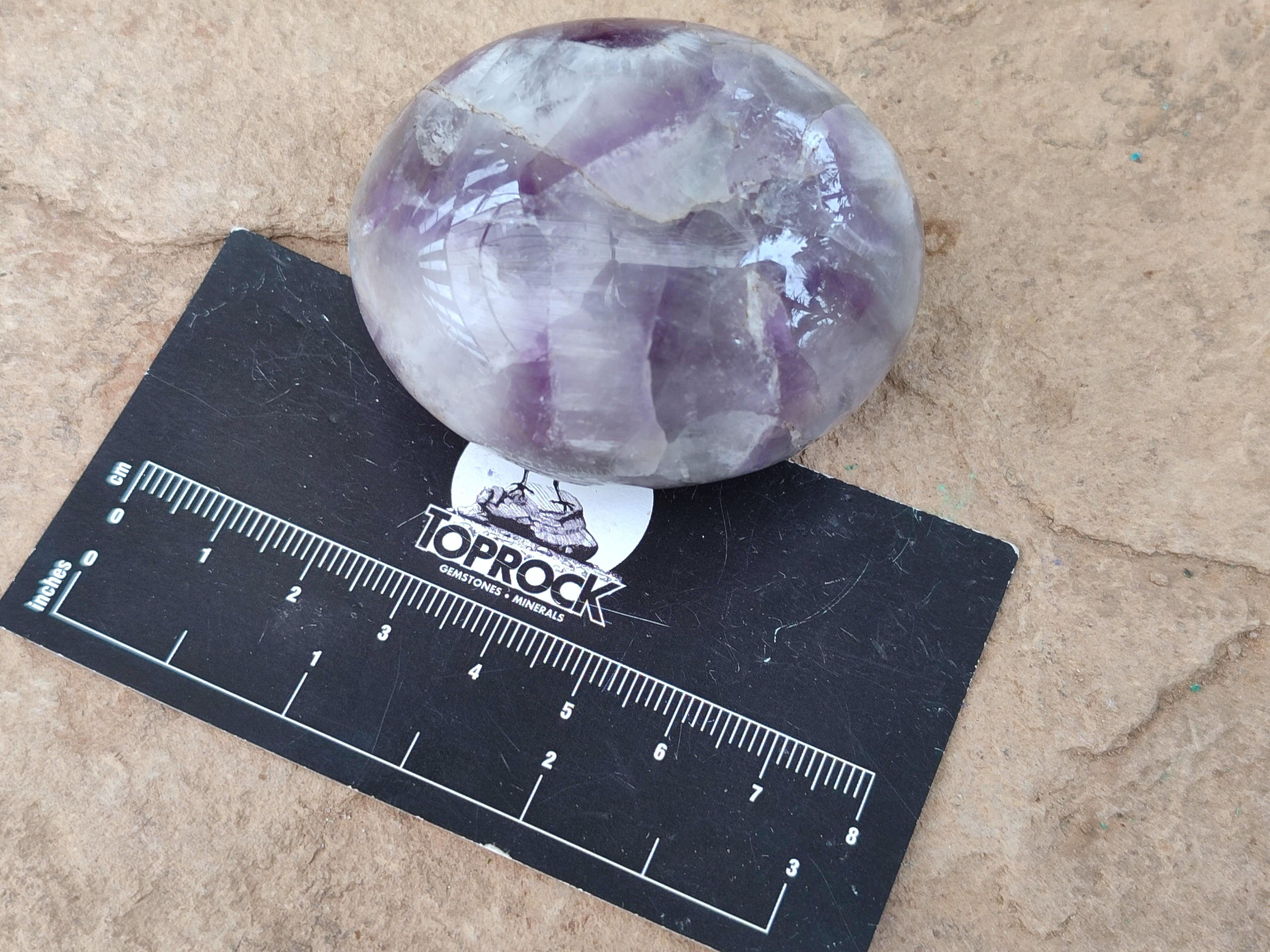 Polished Chevron Amethyst Palm Stones x 12 from Ankazobe, Madagascar - Toprock Gemstones and Minerals 