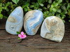 Polished Blue Lace Agate Standing Free Forms x 3 From Nsanje, Malawi - Toprock Gemstones and Minerals 