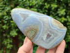 Polished Blue Lace Agate Standing Free Forms x 3 From Nsanje, Malawi - Toprock Gemstones and Minerals 
