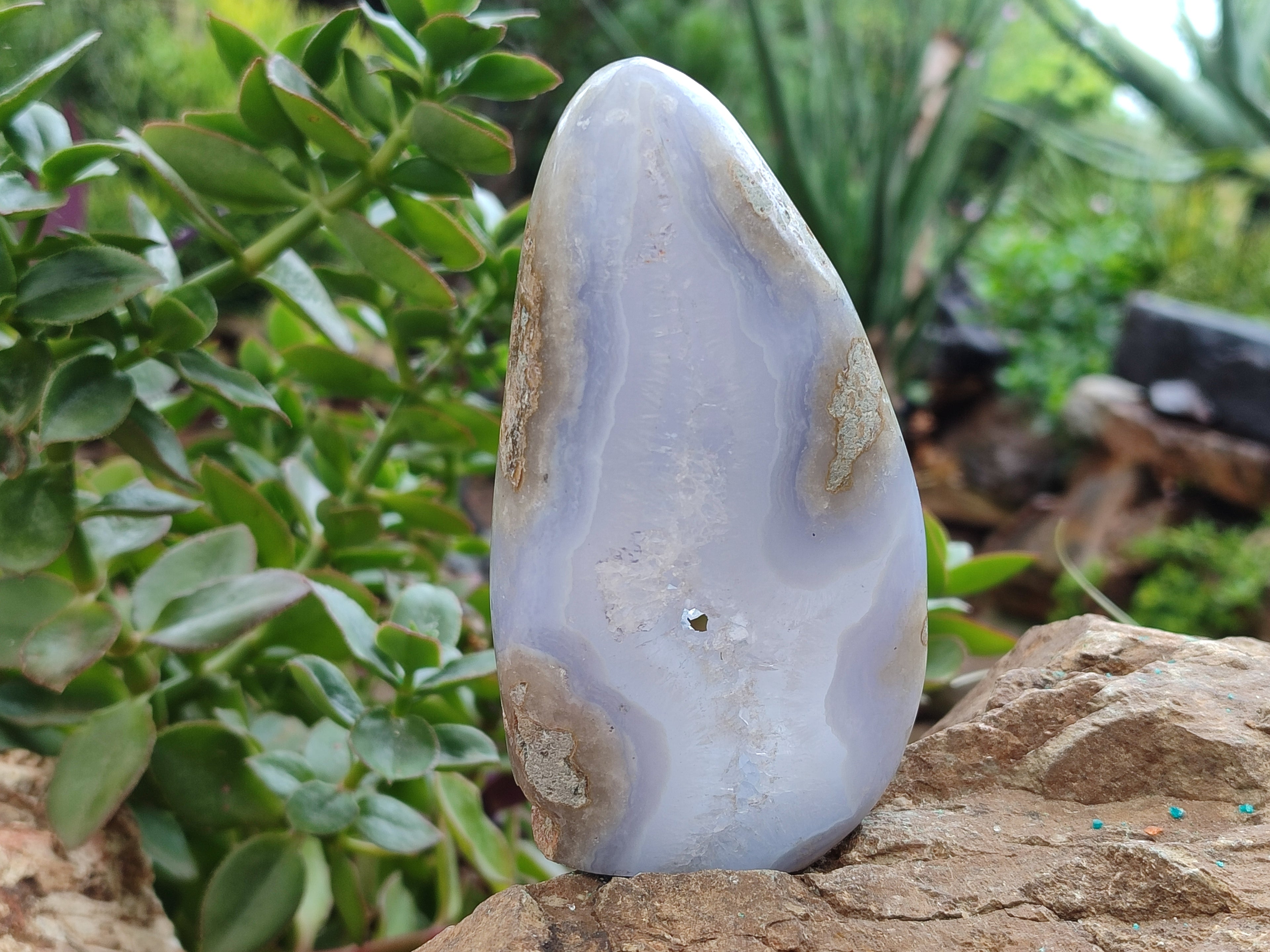 Polished Blue Lace Agate Standing Free Forms x 3 From Nsanje, Malawi - Toprock Gemstones and Minerals 