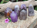 Polished Smokey Amethyst Window Quartz Crystals x 6 From Akansobe, Madagascar - Toprock Gemstones and Minerals 