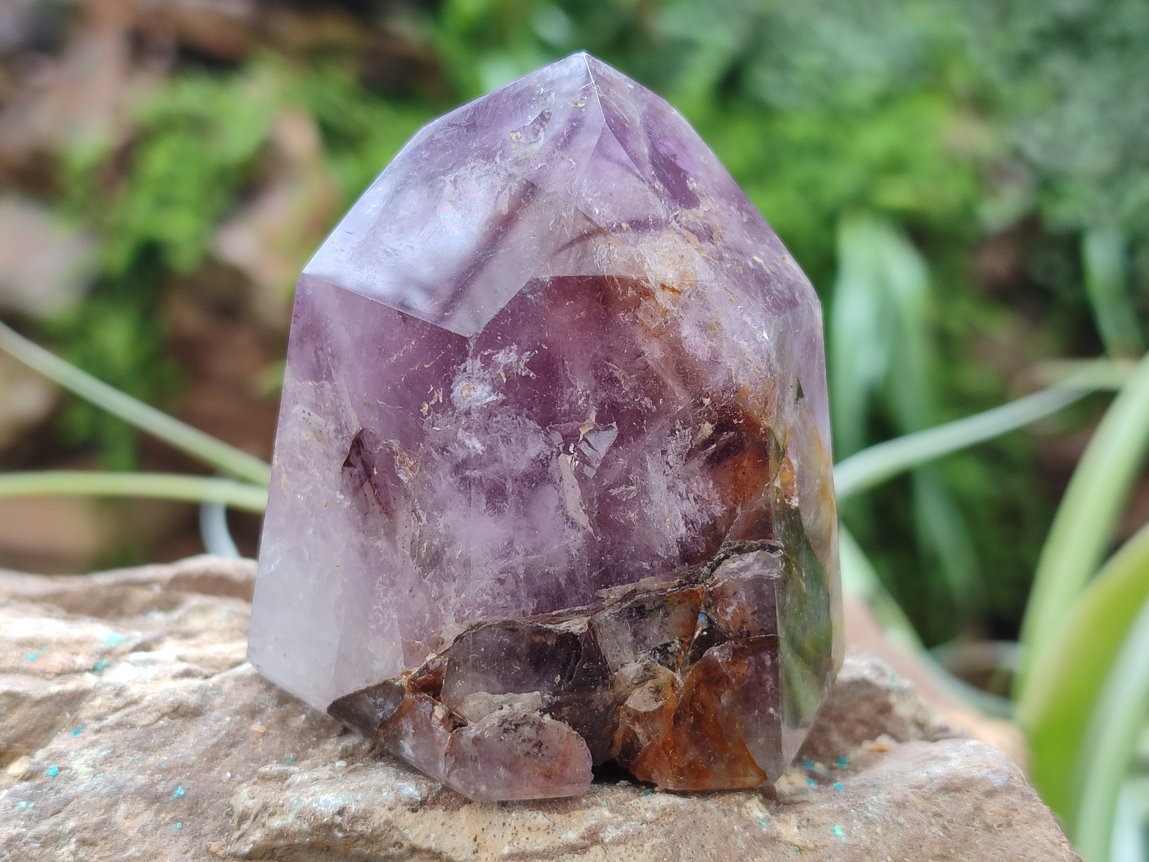 Polished Smokey Amethyst Window Quartz Crystals x 6 From Akansobe, Madagascar - Toprock Gemstones and Minerals 