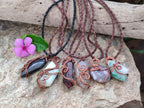 Hand Made Copper Wire Wrapped Pendants x 6 From Southern Africa - Toprock Gemstones and Minerals 