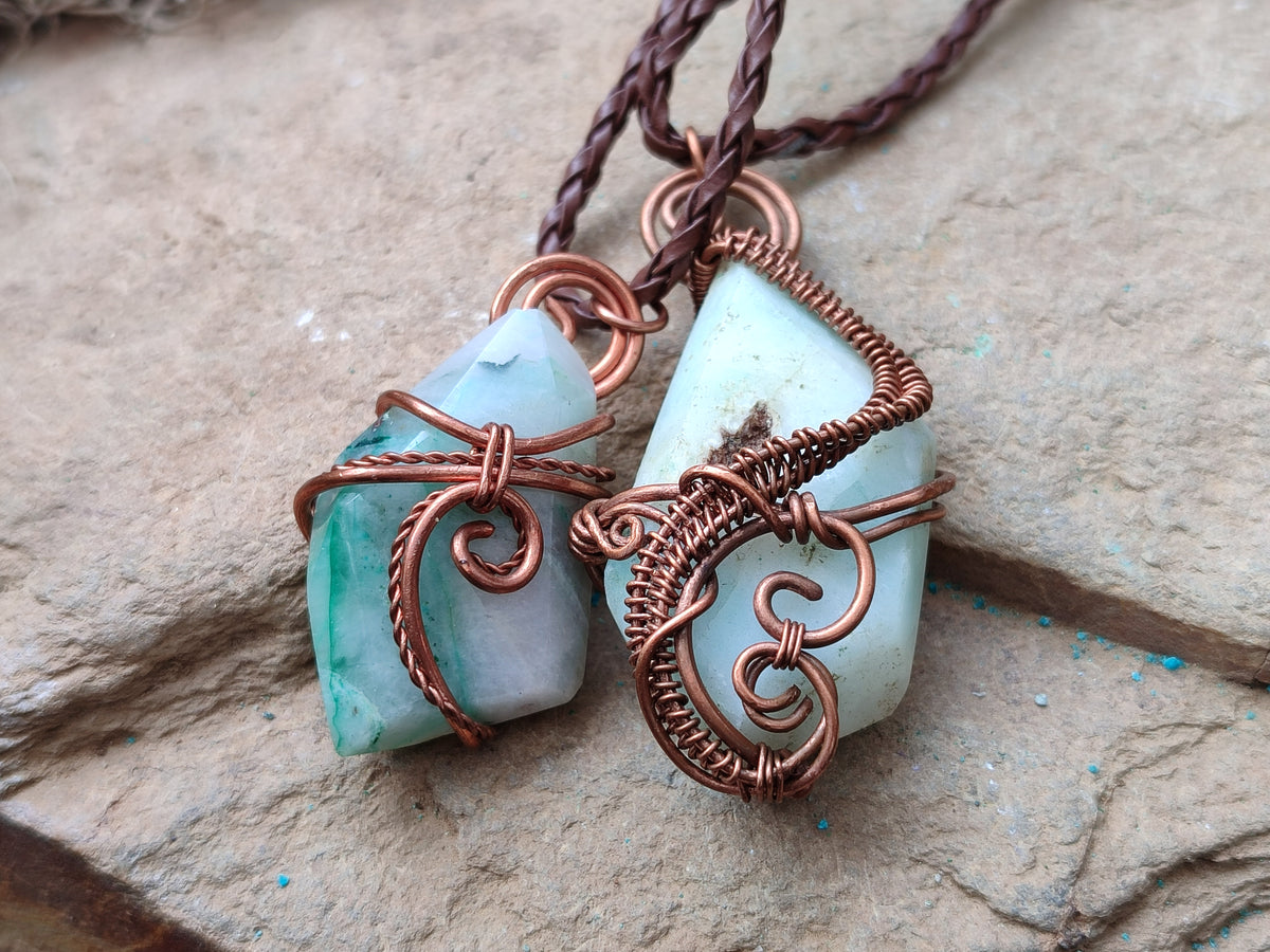 Hand Made Copper Wire Wrapped Pendants x 6 From Southern Africa - Toprock Gemstones and Minerals 