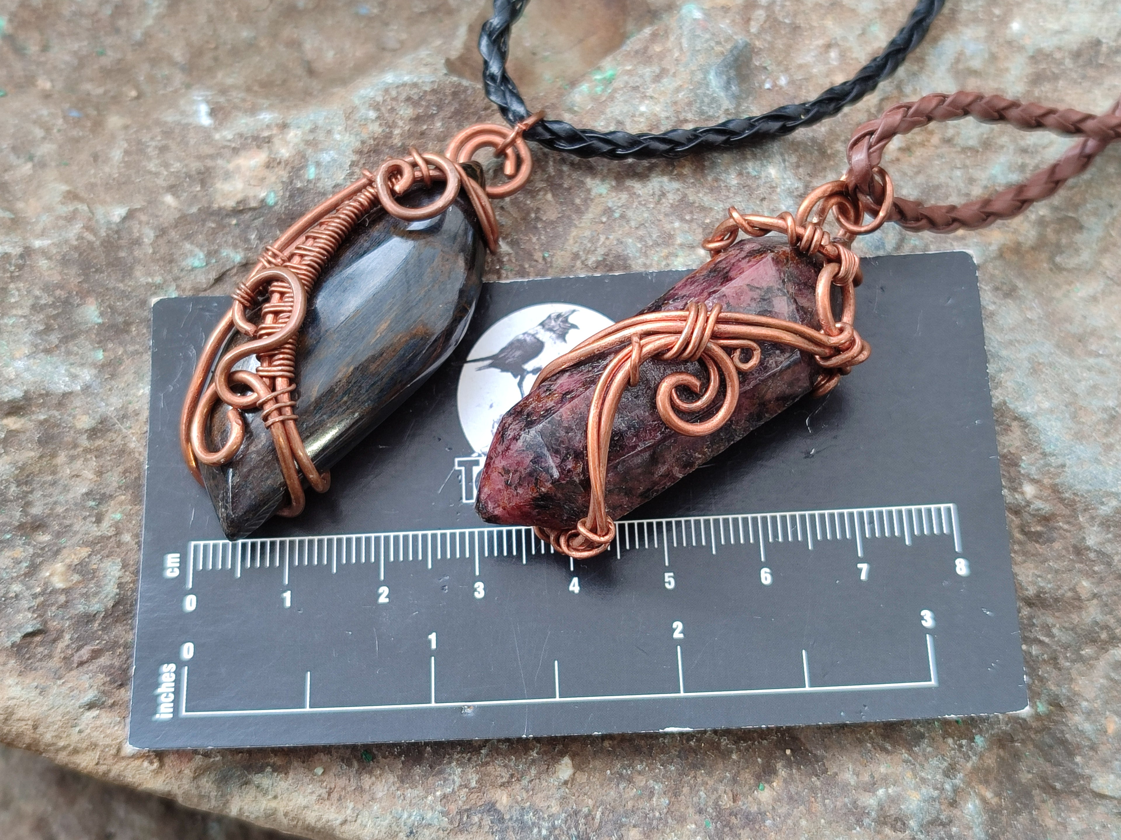 Hand Made Copper Wire Wrapped Pendants x 6 From Southern Africa - Toprock Gemstones and Minerals 