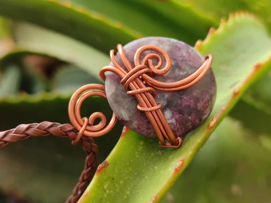 Hand Made Copper Wire Wrapped Pendants x 6 From Southern Africa - Toprock Gemstones and Minerals 