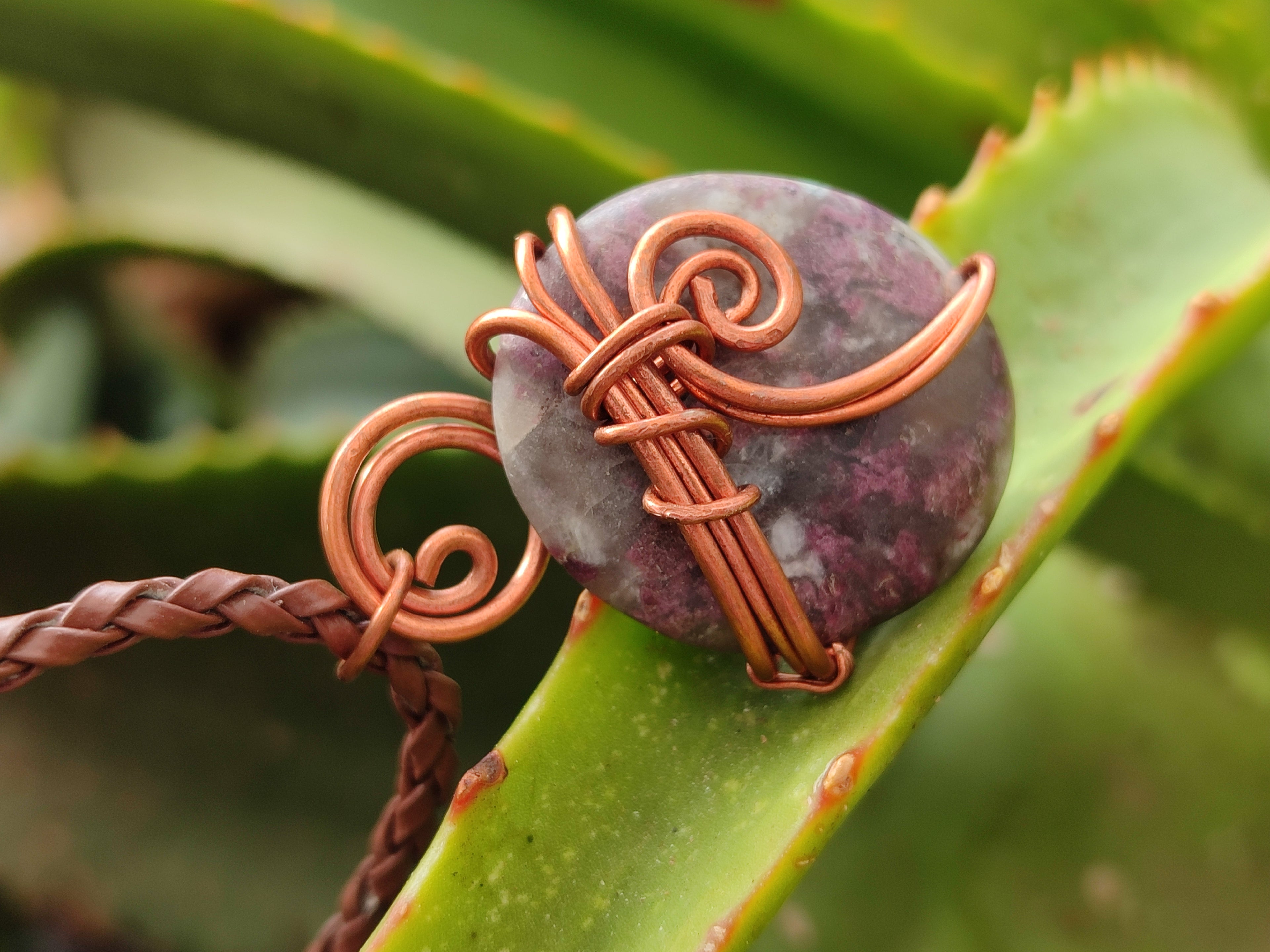 Hand Made Copper Wire Wrapped Pendants x 6 From Southern Africa - Toprock Gemstones and Minerals 