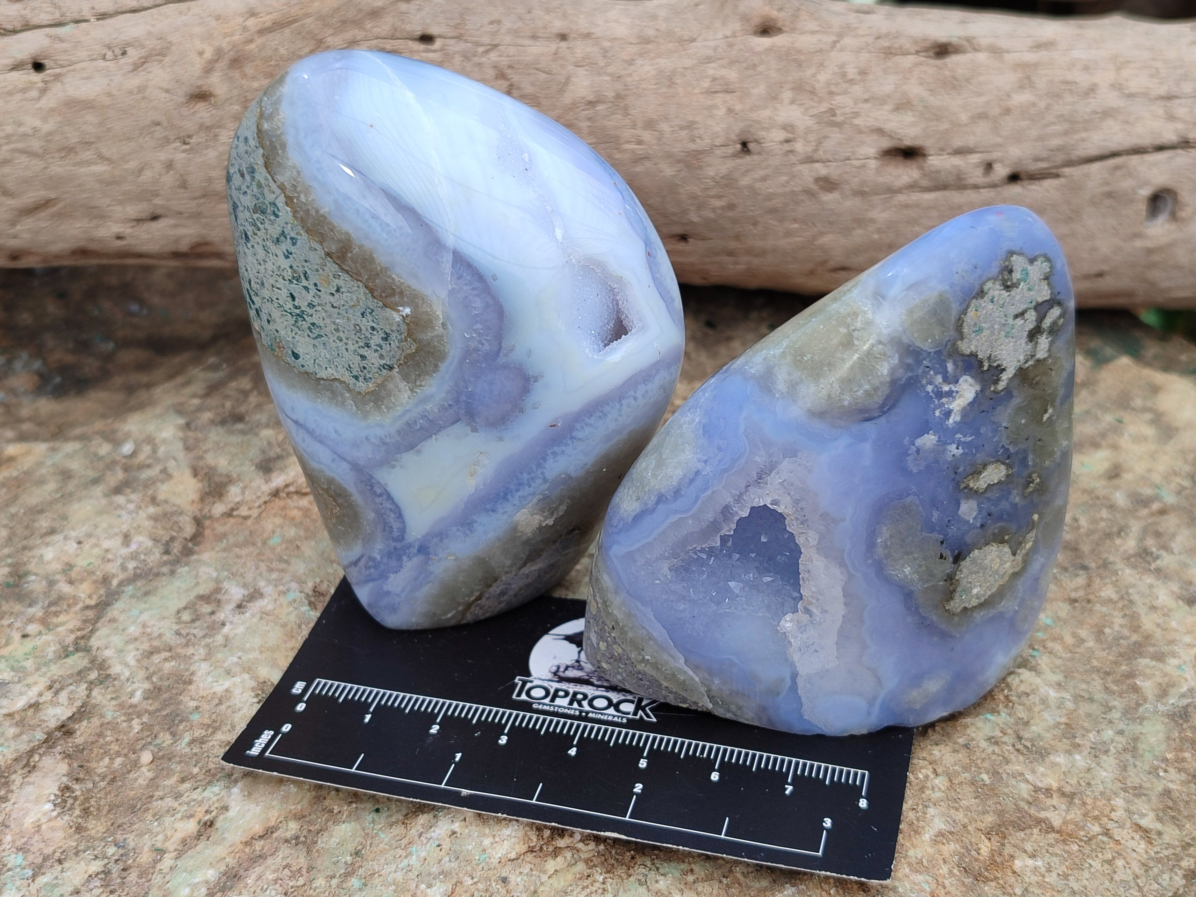 Polished Blue Lace Agate Geodes x 6 From Malawi - Toprock Gemstones and Minerals 