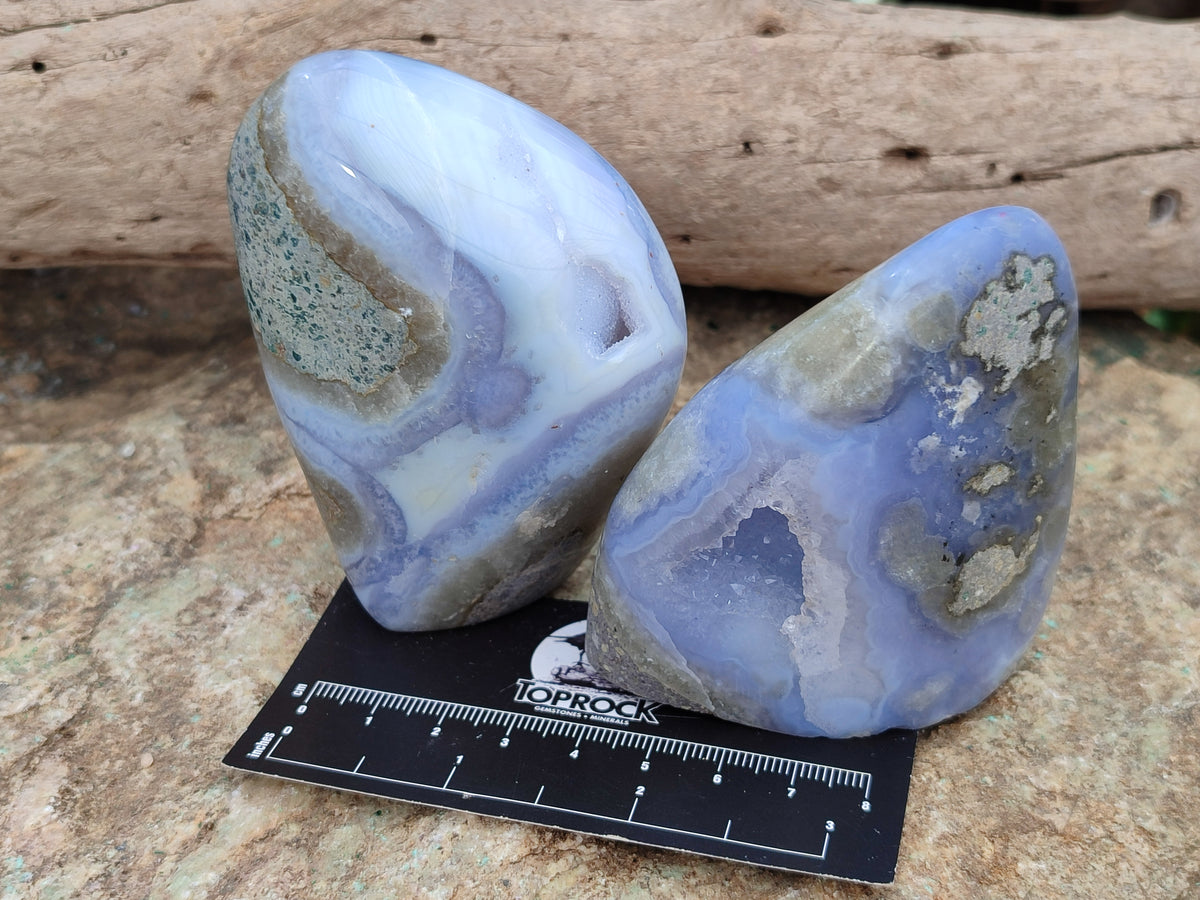 Polished Blue Lace Agate Geodes x 6 From Malawi - Toprock Gemstones and Minerals 