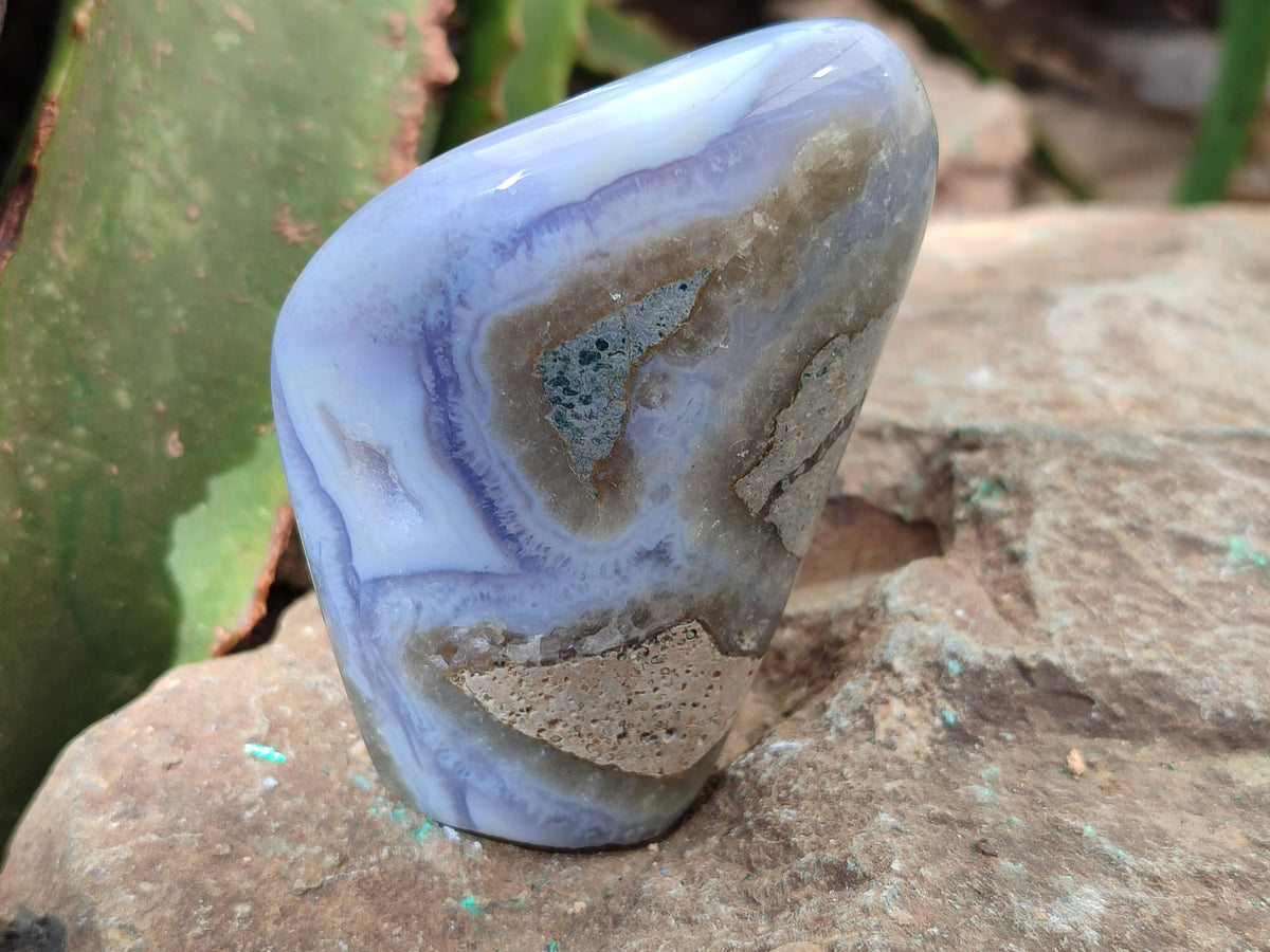 Polished Blue Lace Agate Geodes x 6 From Malawi - Toprock Gemstones and Minerals 