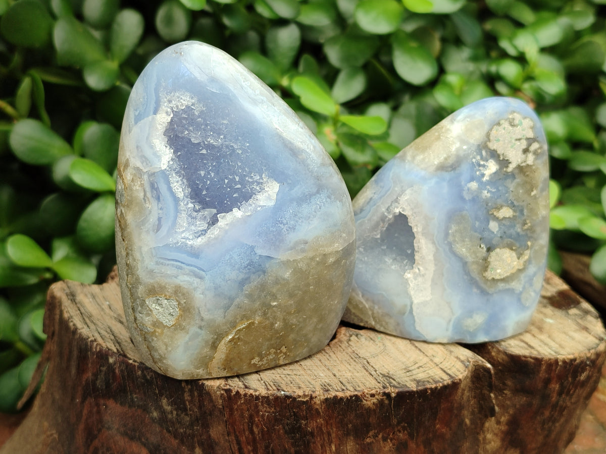 Polished Blue Lace Agate Geodes x 6 From Malawi - Toprock Gemstones and Minerals 