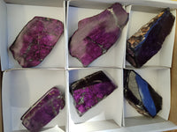 Polished On One Side Purpurite Specimens x 6 From Namibia - Toprock Gemstones and Minerals 