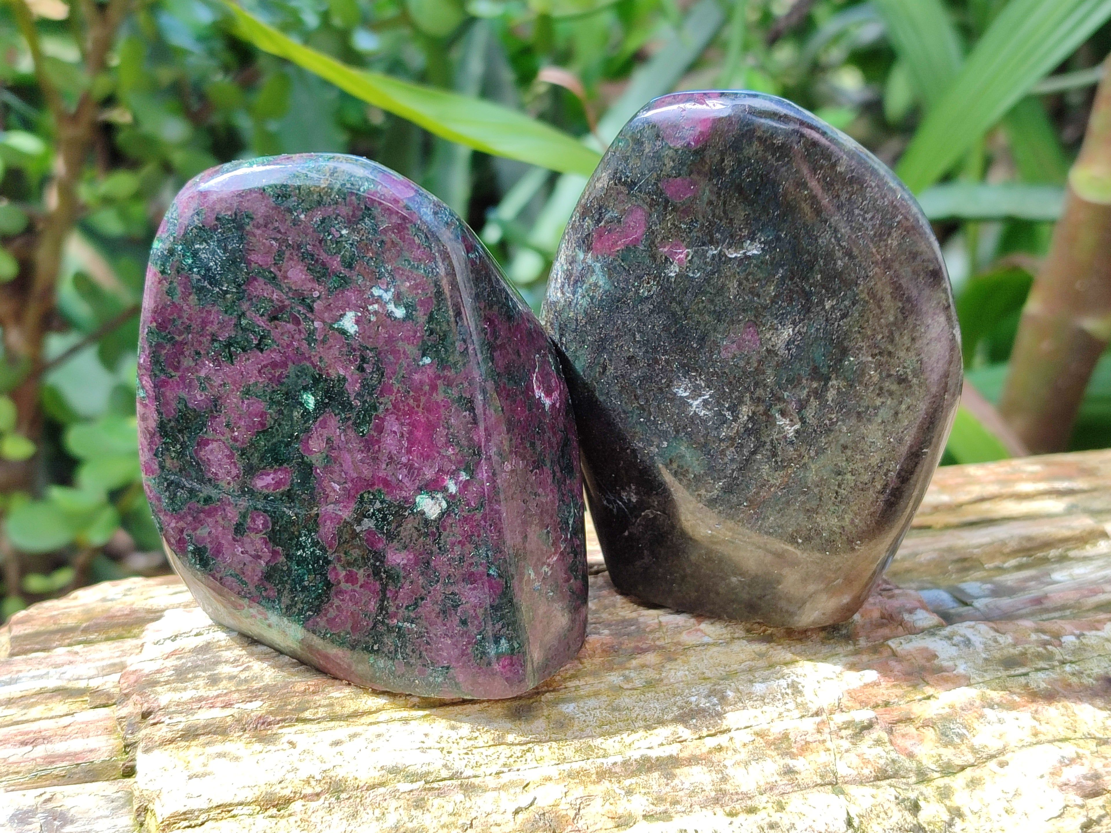 Polished Ruby Corundum In Chrome Verdite Standing Free Forms x 4 From Zimbabwe - Toprock Gemstones and Minerals 
